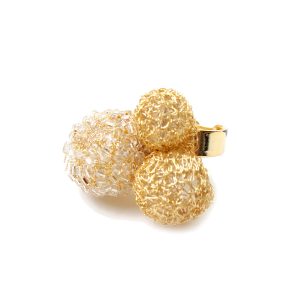 Anel de Crochê Tri Balls Cristal