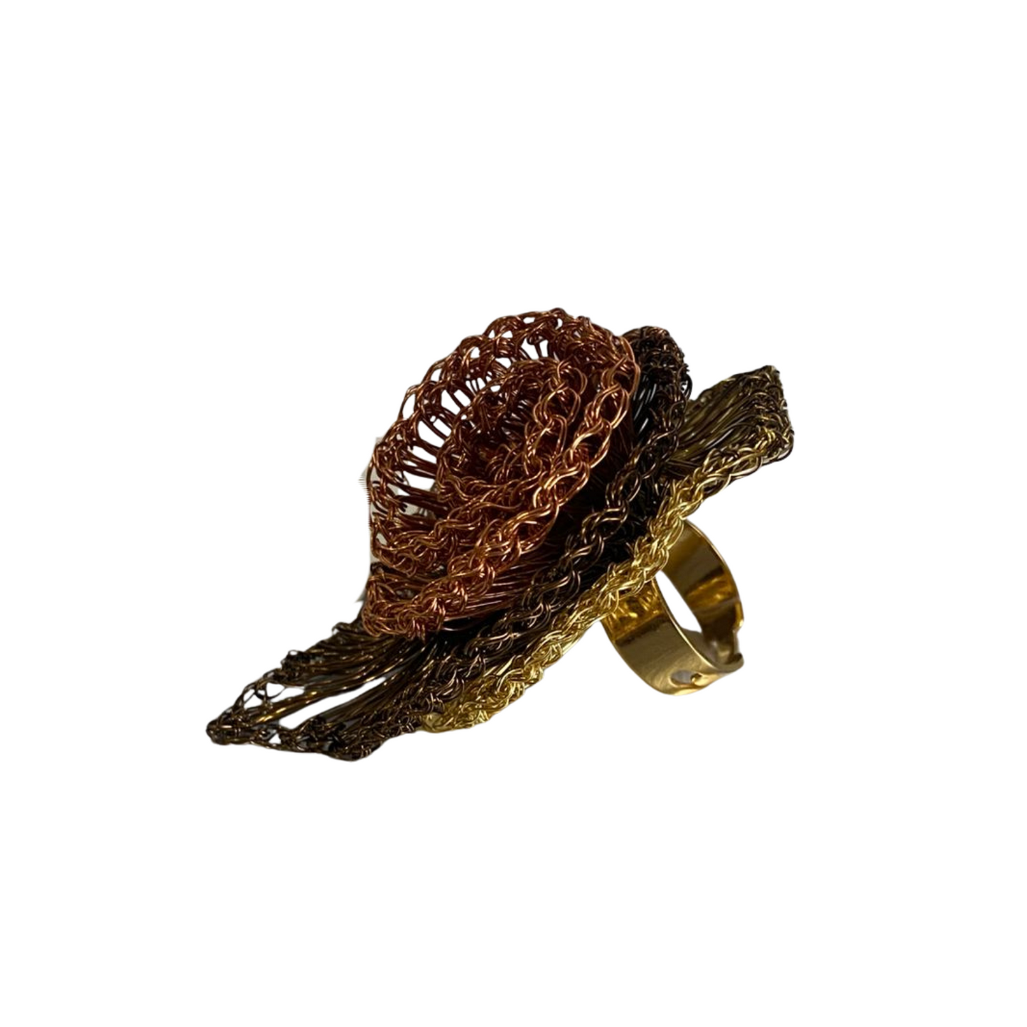 Anel de Crochê Flor Marrom Sale