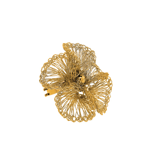 Anel de Crochê Flor Plumeria Ouro