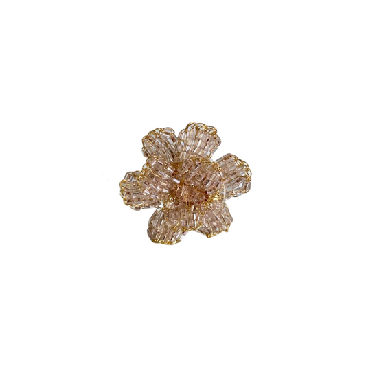 Anel de Crochê Flor Grande Cristal Rosé Sale