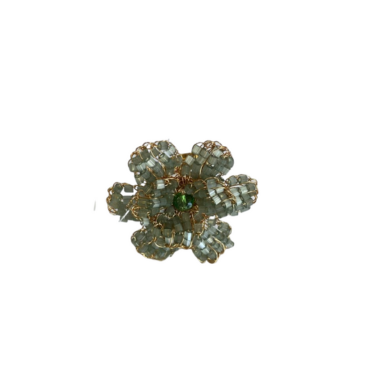 Anel de Crochê Flor Grande Verde Sale