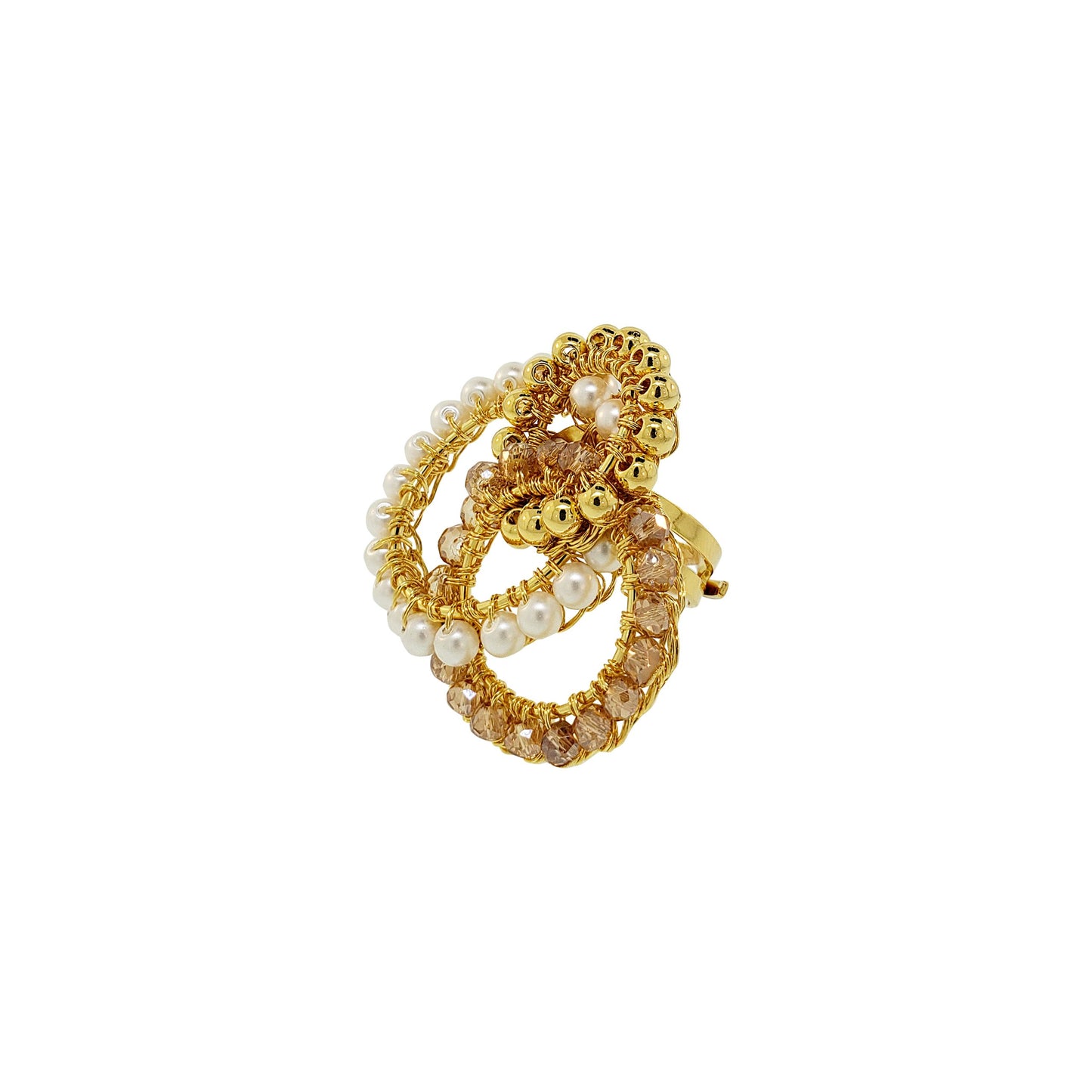Anel de Crochê Correntes Variadas Golden Mix