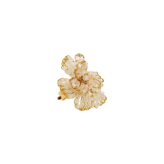 Anel de Crochê Flor Off-White