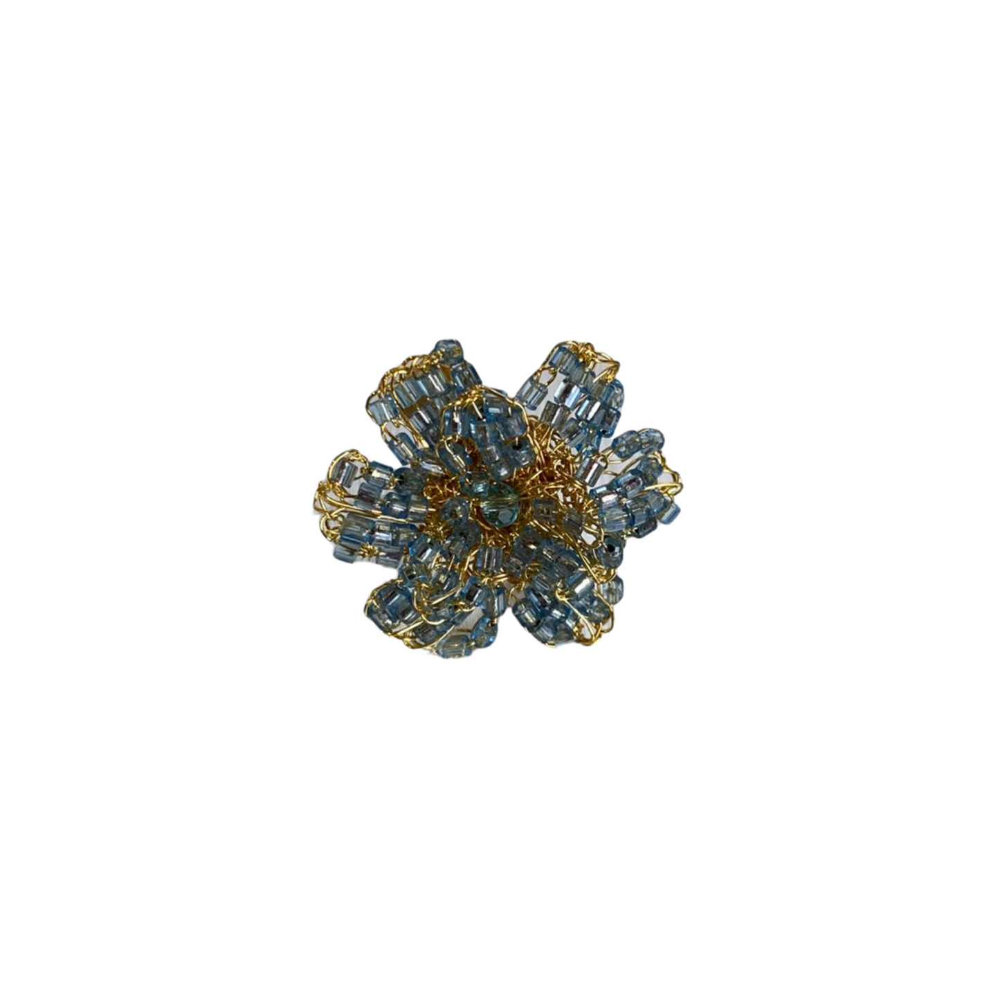Anel de Crochê Flor Azul Sale