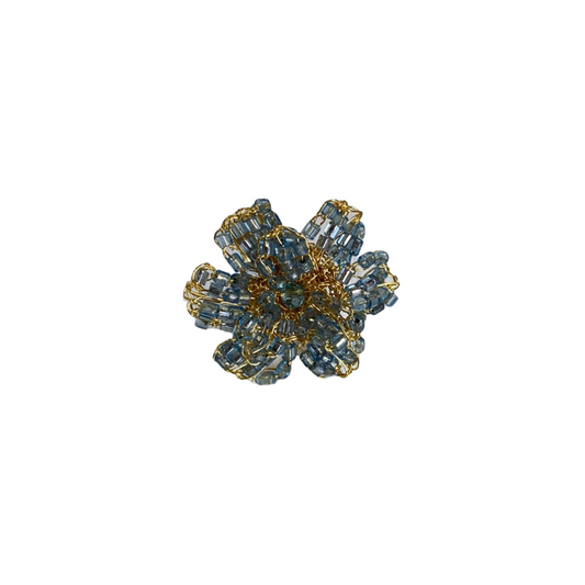 Anel de Crochê Flor Azul Sale