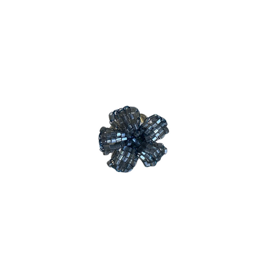 Anel de Crochê Flor Azul Acinzentado Sale