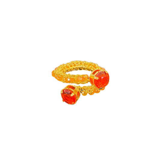 Anel de Crochê Prisma Laranja e Vermelho Sale
