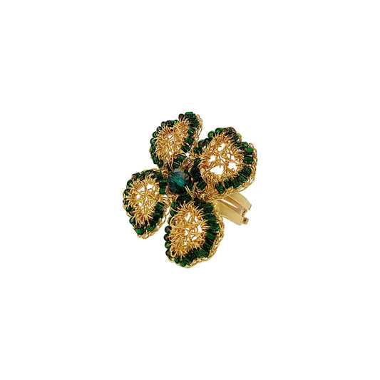 Anel de Crochê Lucky Clover Dourado