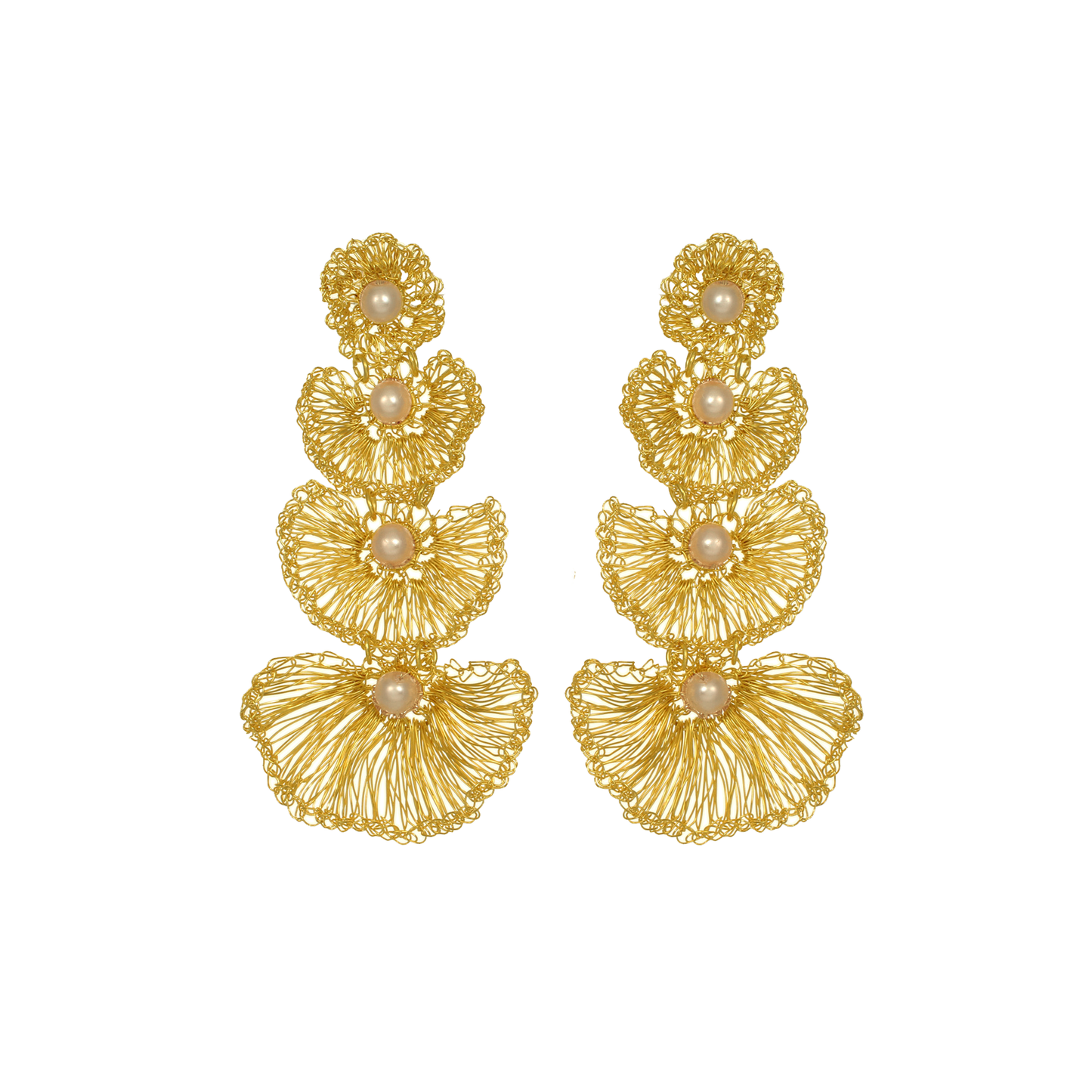 Brinco de Crochê Shells Cascade Pérola