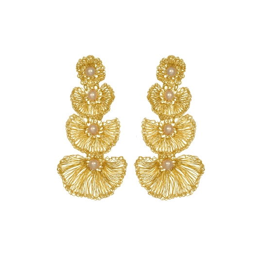Brinco de Crochê Shells Cascade Pérola