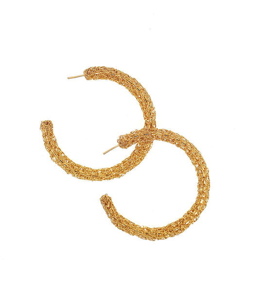 Brinco de Crochê Argola Max Dourada