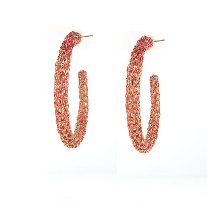 Brinco de Crochê Argola Max Ouro Rose