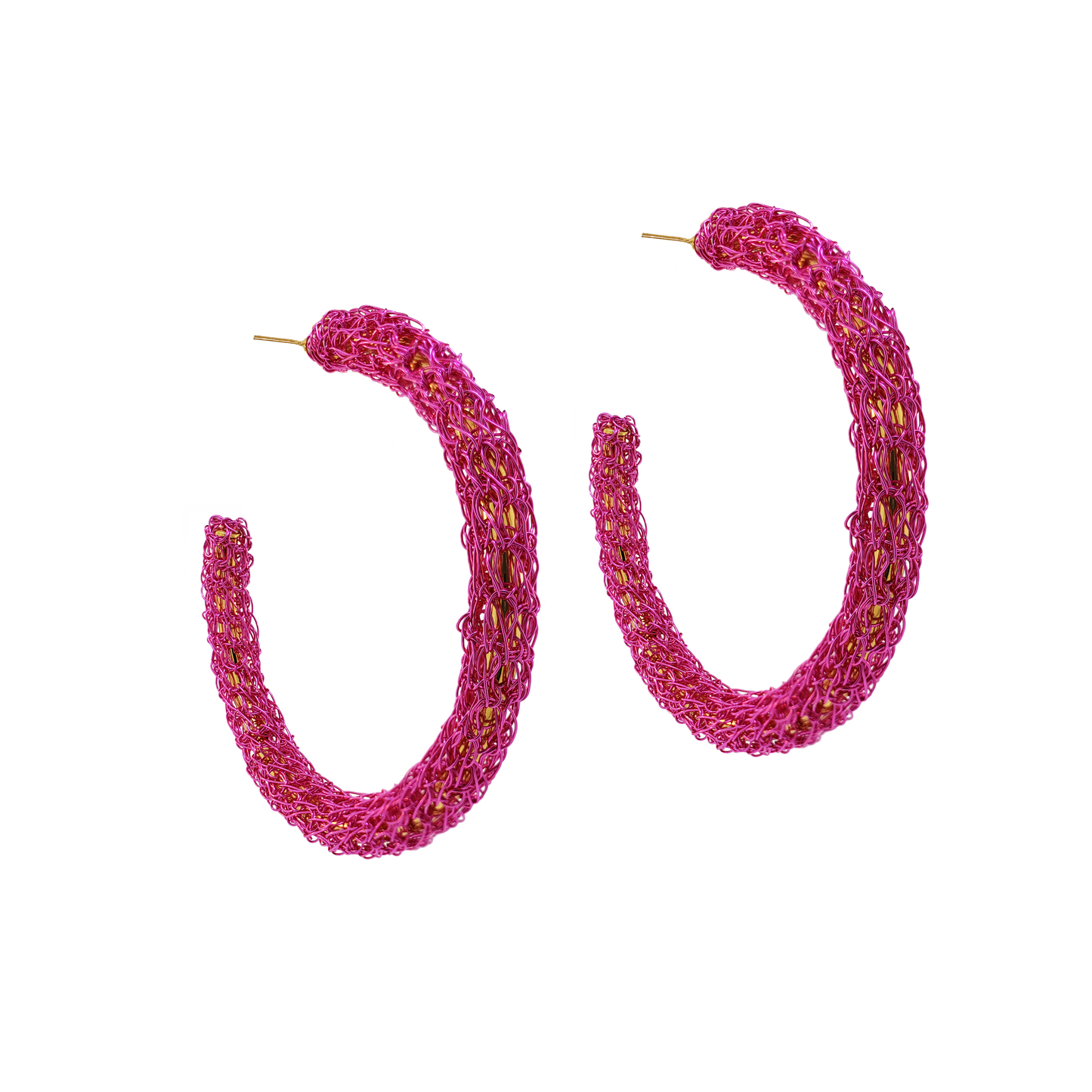Brinco de Crochê Argola Max PINK