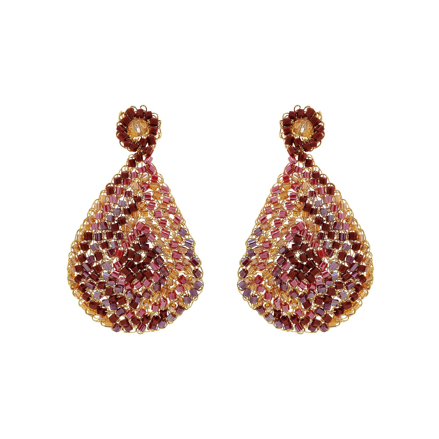 Brinco de Crochê Gota Média Vermelho Mystic Forest