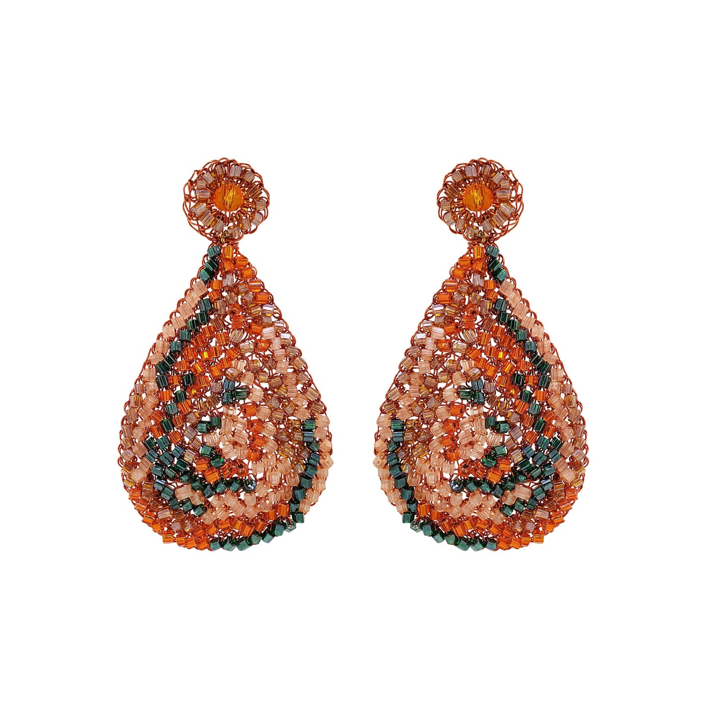 Brinco de Crochê Gota Média Laranja Mystic Forest