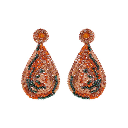 Brinco de Crochê Gota Média Laranja Mystic Forest