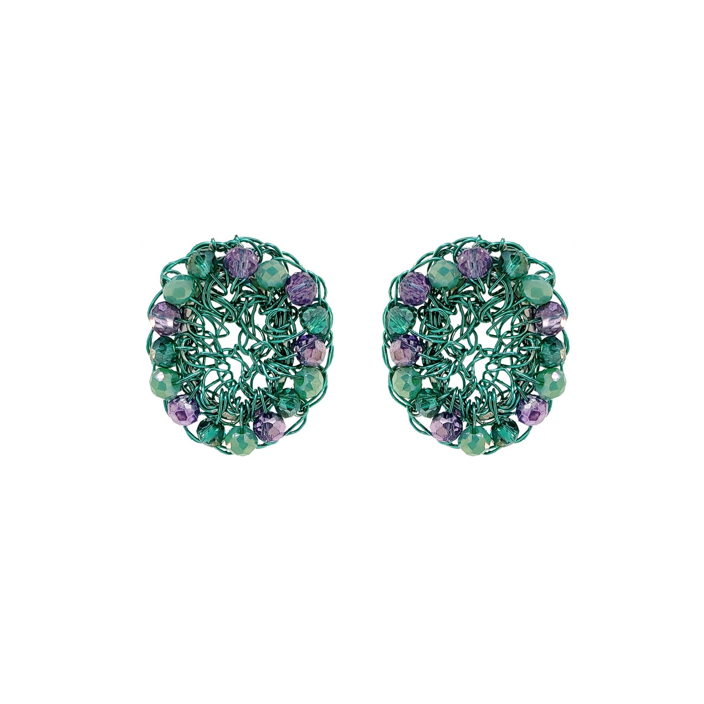 Brinco de Crochê Minerva Mini Posts Aurora Lilás e Verde Sale