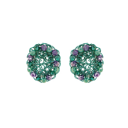 Brinco de Crochê Minerva Mini Posts Aurora Lilás e Verde Sale