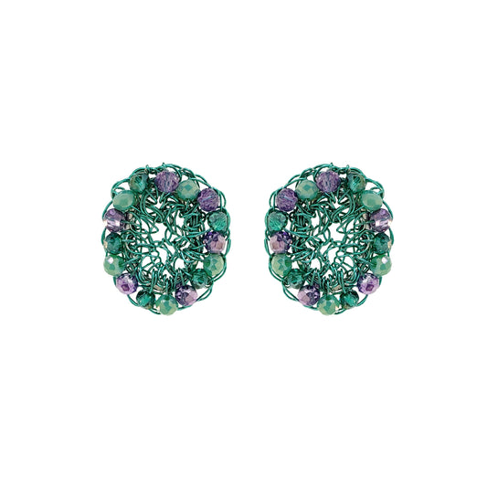 Brinco de Crochê Minerva Mini Posts Aurora Lilás e Verde Sale