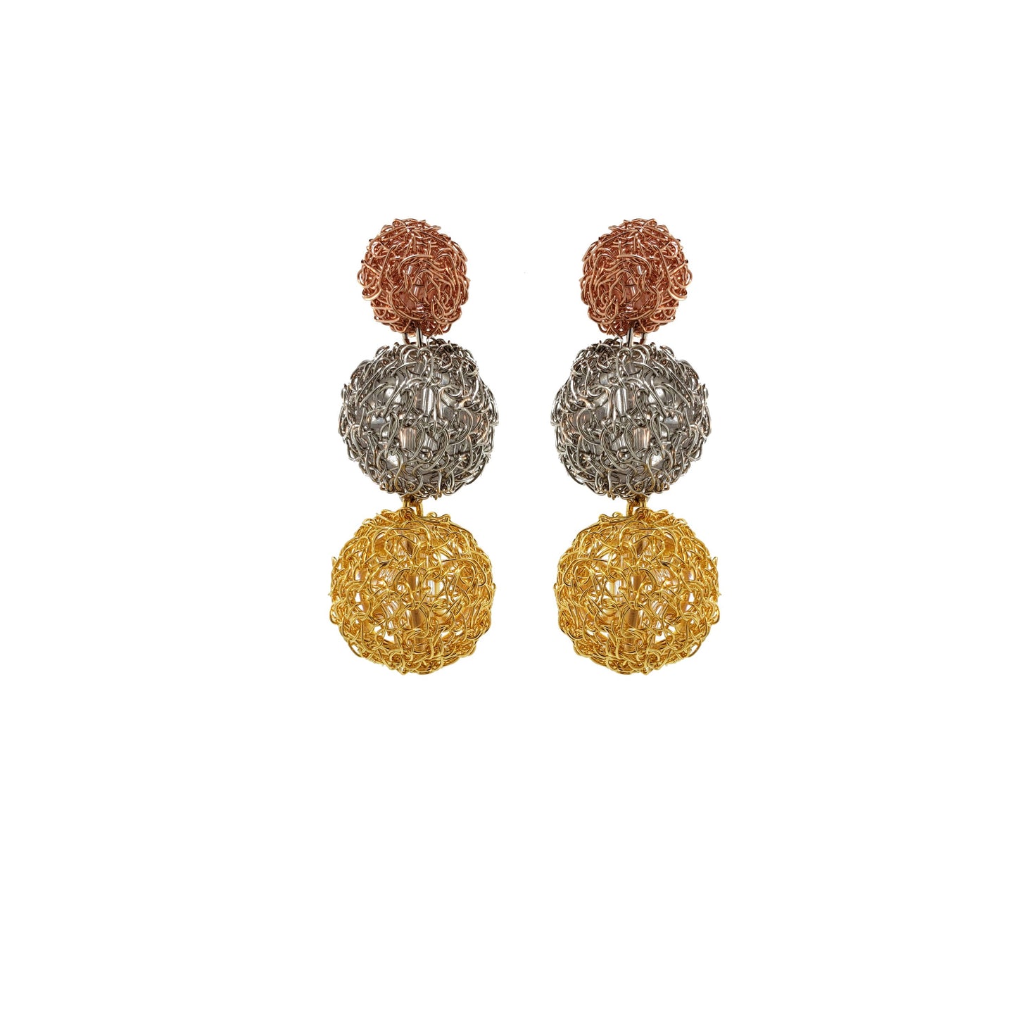 Brinco de Crochê Clássico Trio Gold
