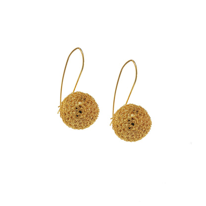 Brinco de Crochê Pêndulo Dourado