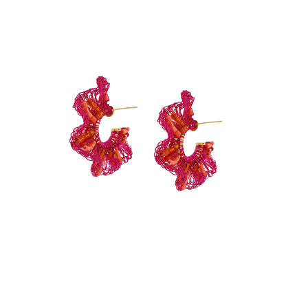 Brinco de Crochê Gaia Hoops Aurora Rosa