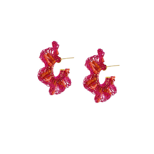 Brinco de Crochê Gaia Hoops Aurora Rosa