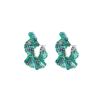 Brinco de Crochê Gaia Hoops Aurora Lilás e Verde
