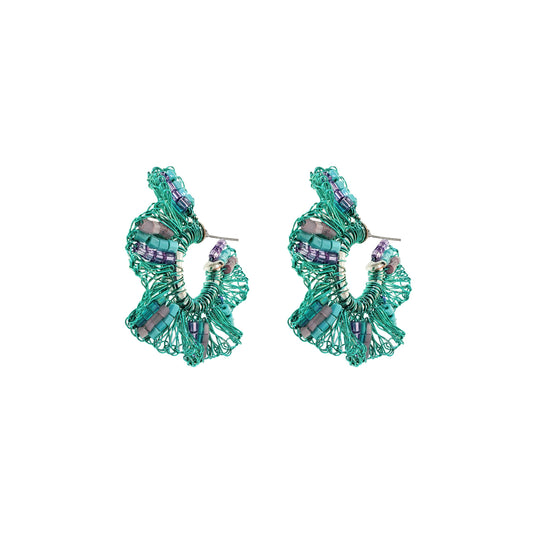 Brinco de Crochê Gaia Hoops Aurora Lilás e Verde