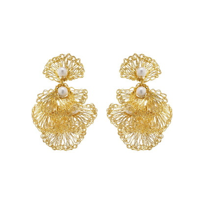 Brinco de Crochê Shells Mini Pérola Essence