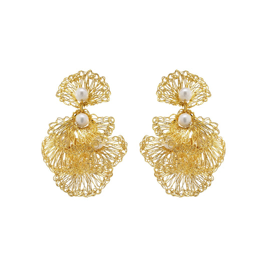 Brinco de Crochê Shells Mini Pérola Essence