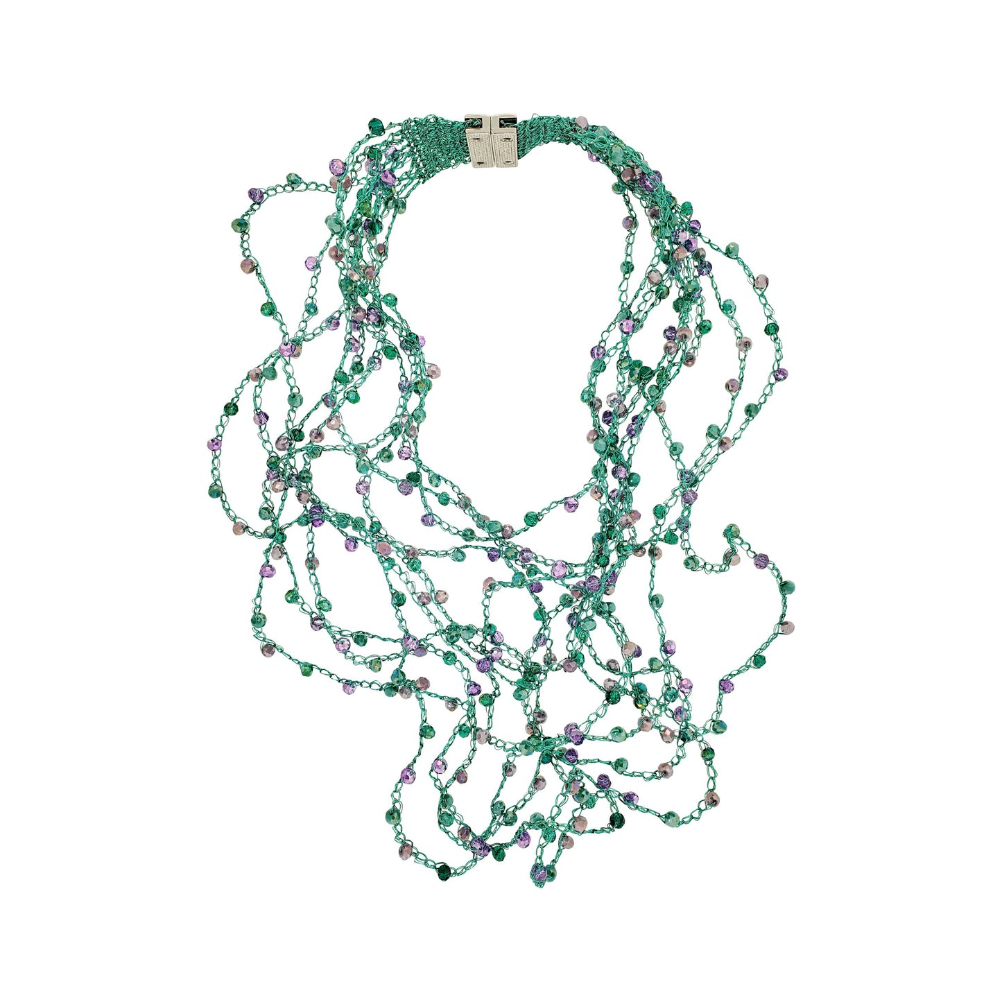 Colar de Crochê Strings Max Lilás e Verde Aurora