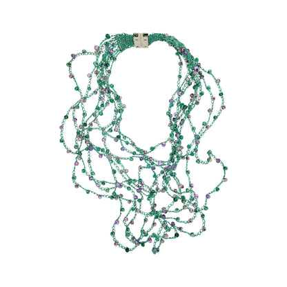 Colar de Crochê Strings Max Lilás e Verde Aurora