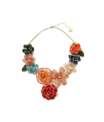 Colar de Crochê Floral Colorido