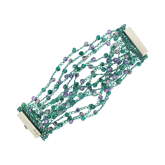 Bracelete Strings Aurora Lilás e Verde