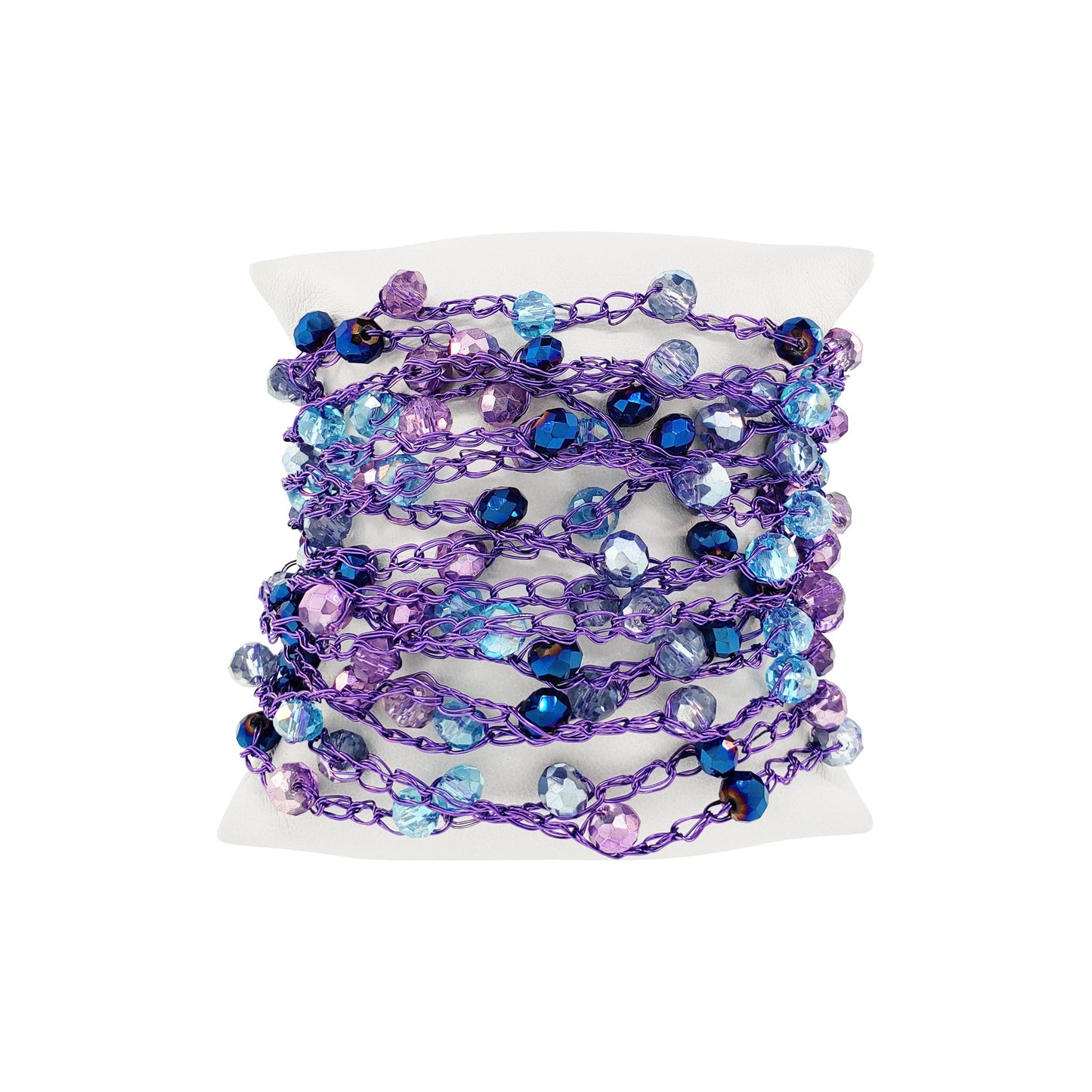 Bracelete de Crochê Tiras Finas Aurora Lilás