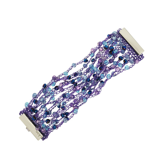 Bracelete de Crochê Tiras Finas Aurora Lilás