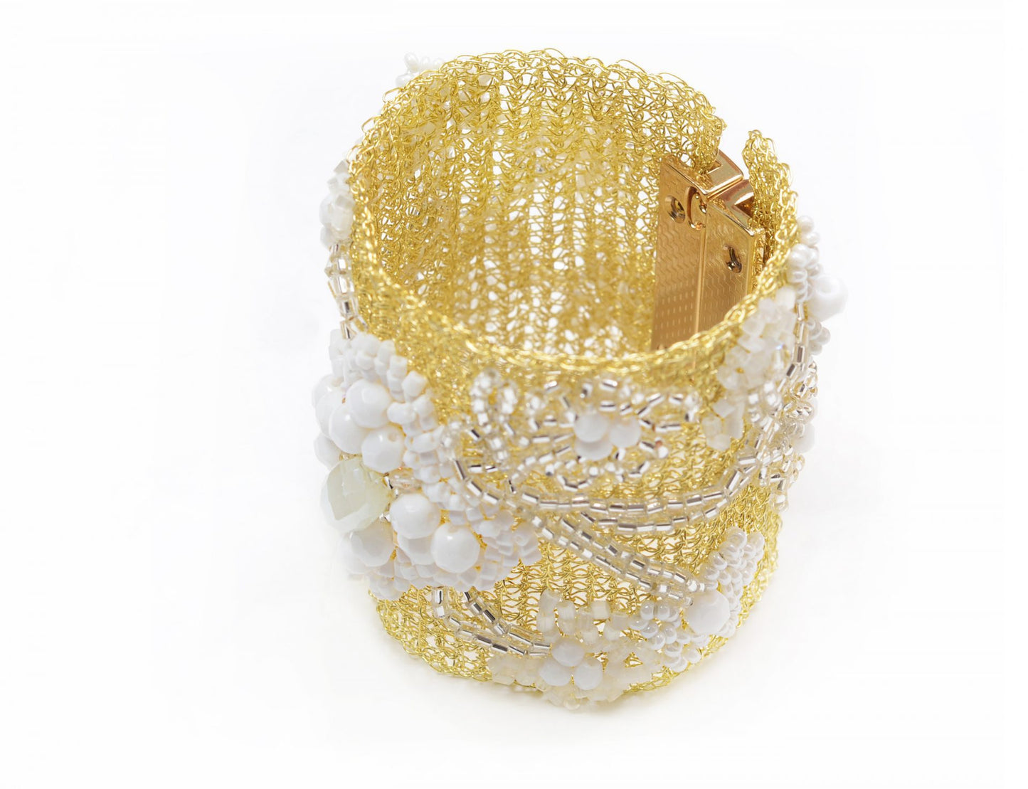 Bracelete de Crochê Bordado Off White