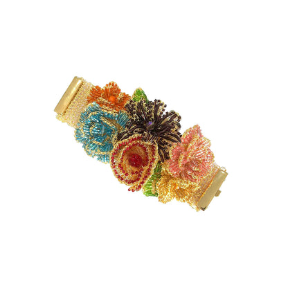 Bracelete de Crochê Flores Colorido