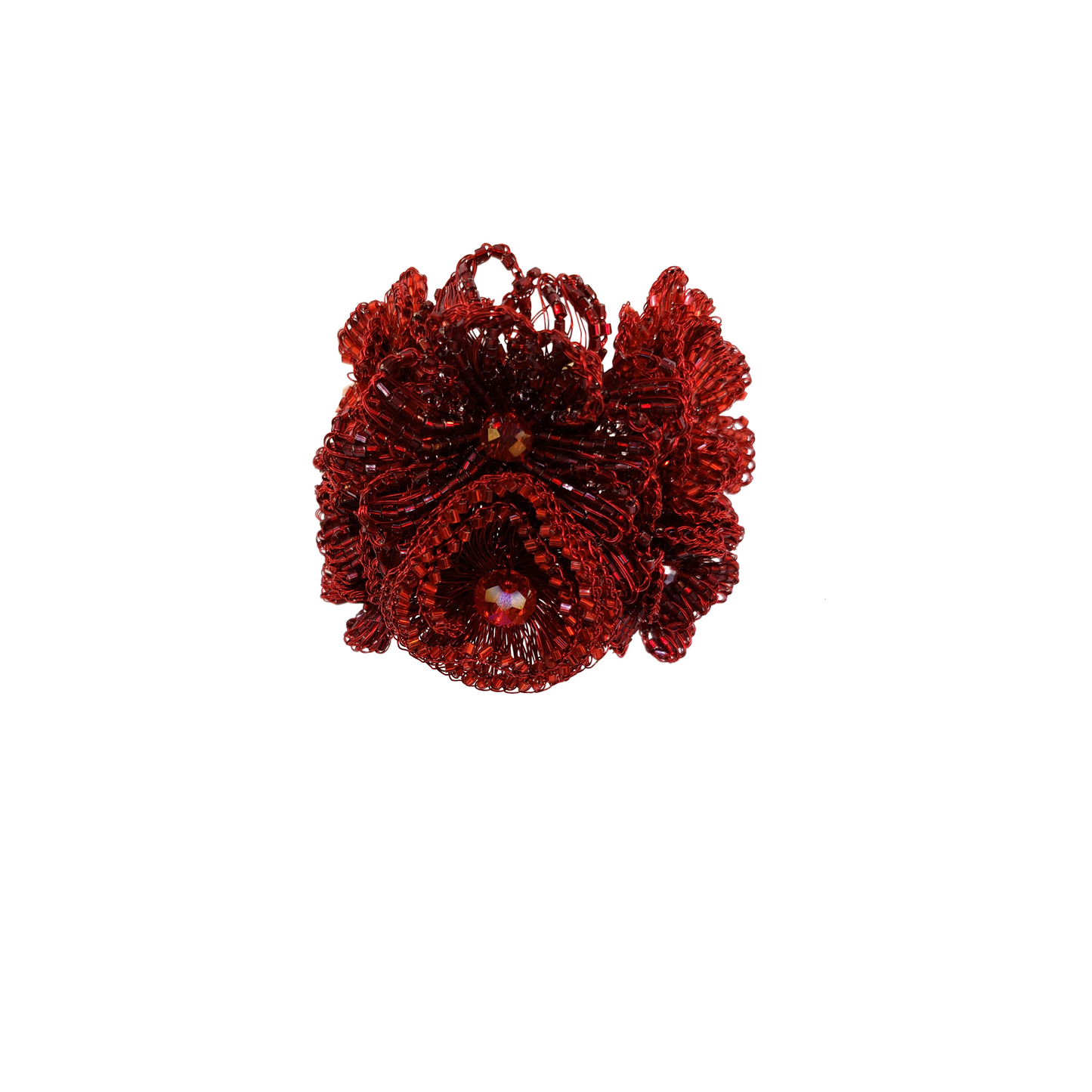 Bracelete de Crochê Flores Vermelho