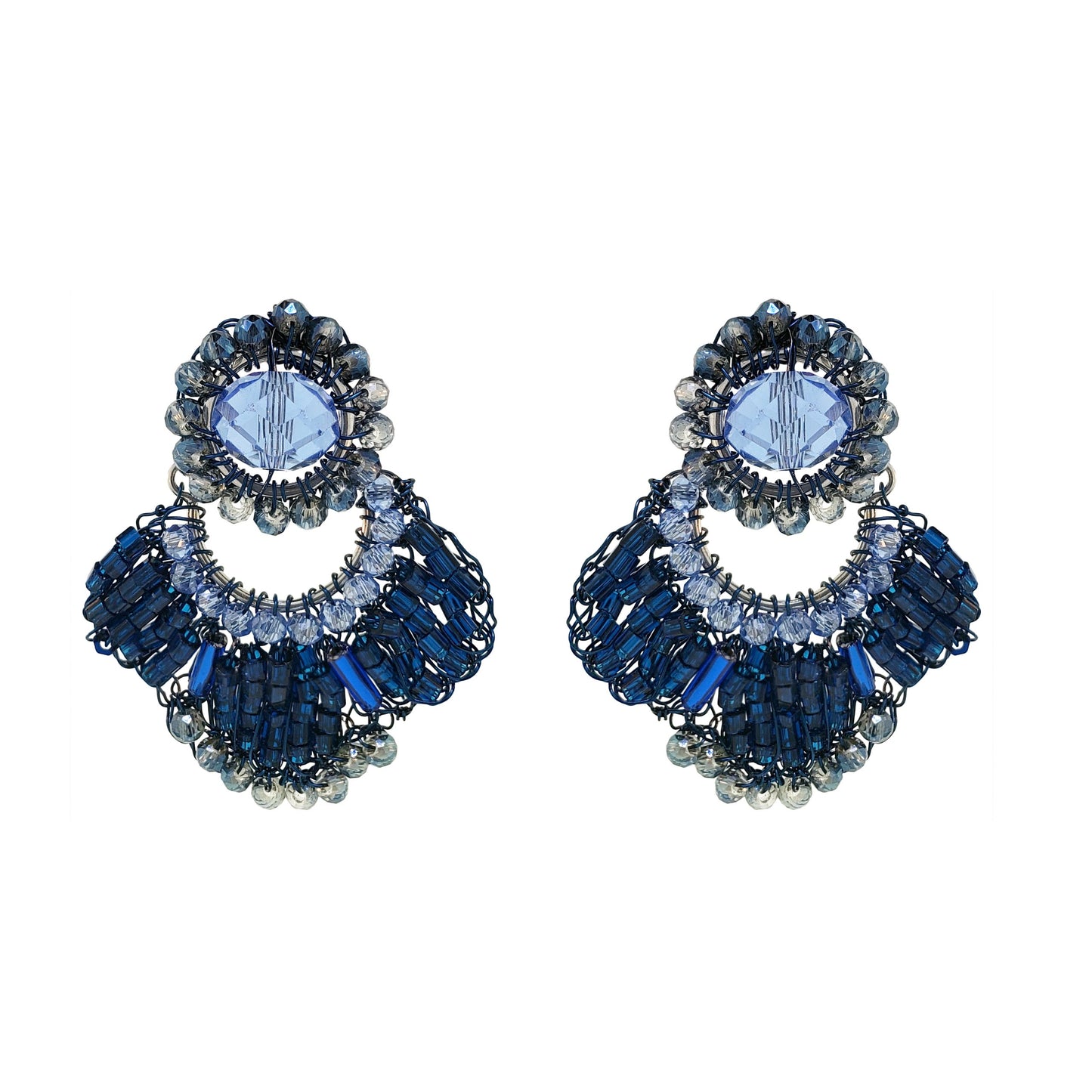 Brinco de Crochê Chess Azul Roll & Sparkle