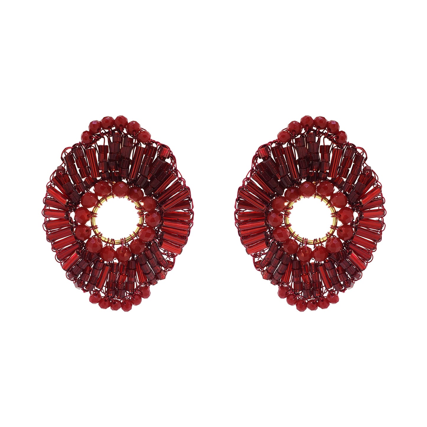 Brinco de Crochê Chess Circle Vermelho Roll & Sparkle