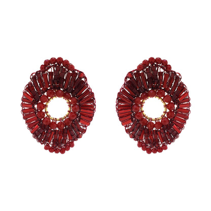 Brinco de Crochê Chess Circle Vermelho Roll & Sparkle