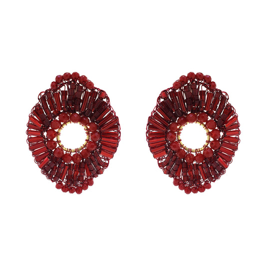 Brinco de Crochê Chess Circle Vermelho Roll & Sparkle