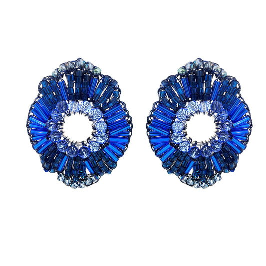 Brinco de Crochê Chess Circle Azul Roll & Sparkle
