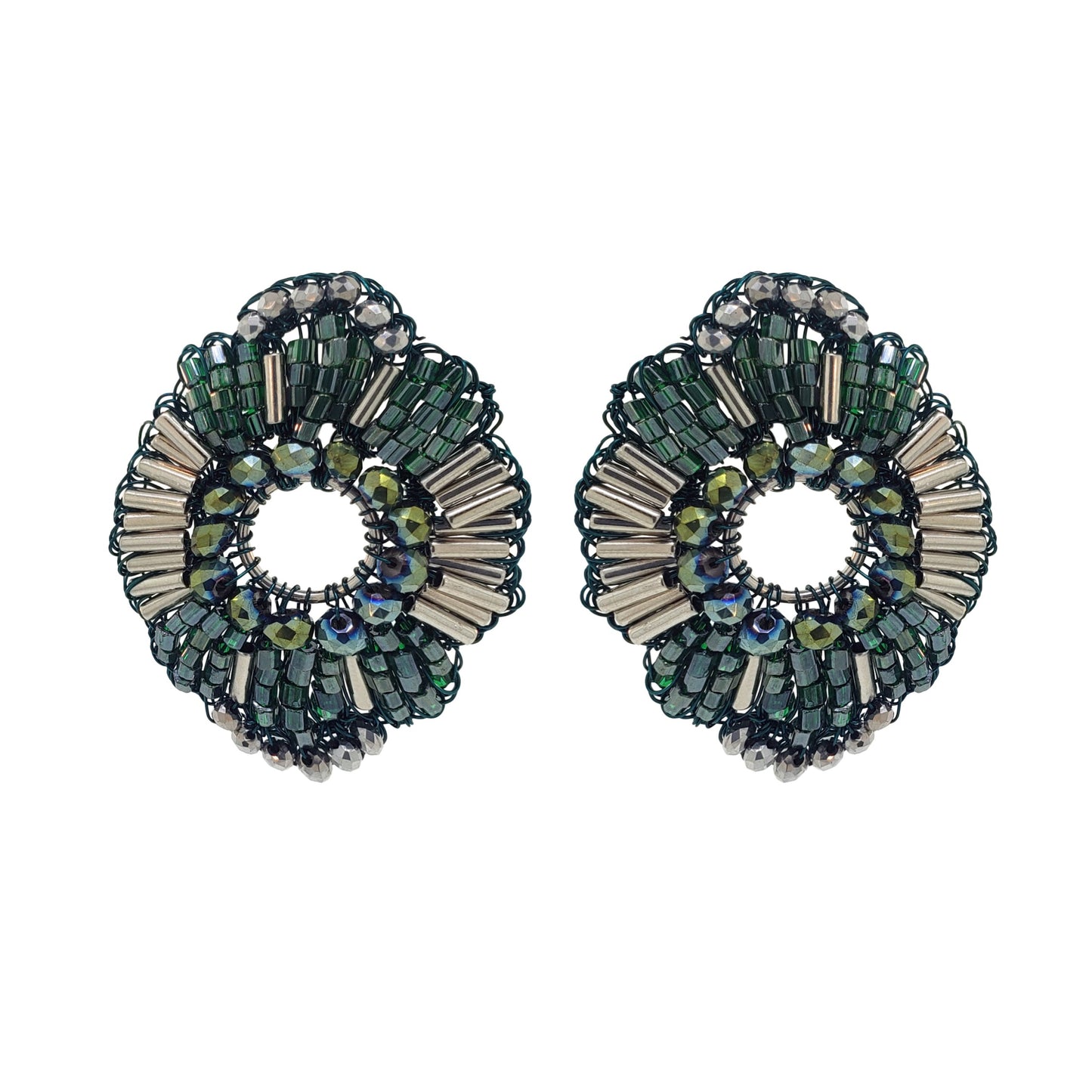 Brinco de Crochê Chess Circle Verde Roll & Sparkle