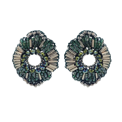 Brinco de Crochê Chess Circle Verde Roll & Sparkle