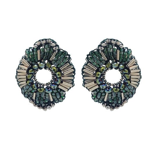 Brinco de Crochê Chess Circle Verde Roll & Sparkle
