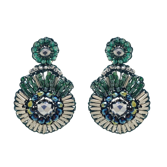 Brinco de Crochê Chess Dangle Circle Verde Roll & Sparkle