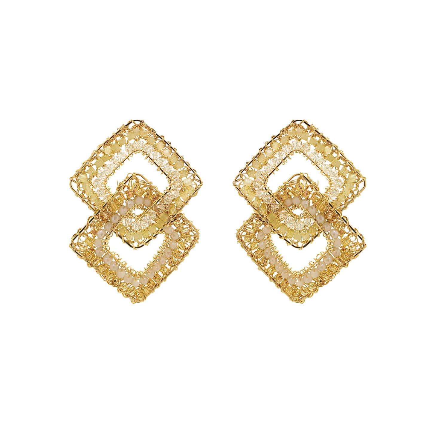 Brinco de Crochê Puzzle Elos Dourado Roll & Sparkle